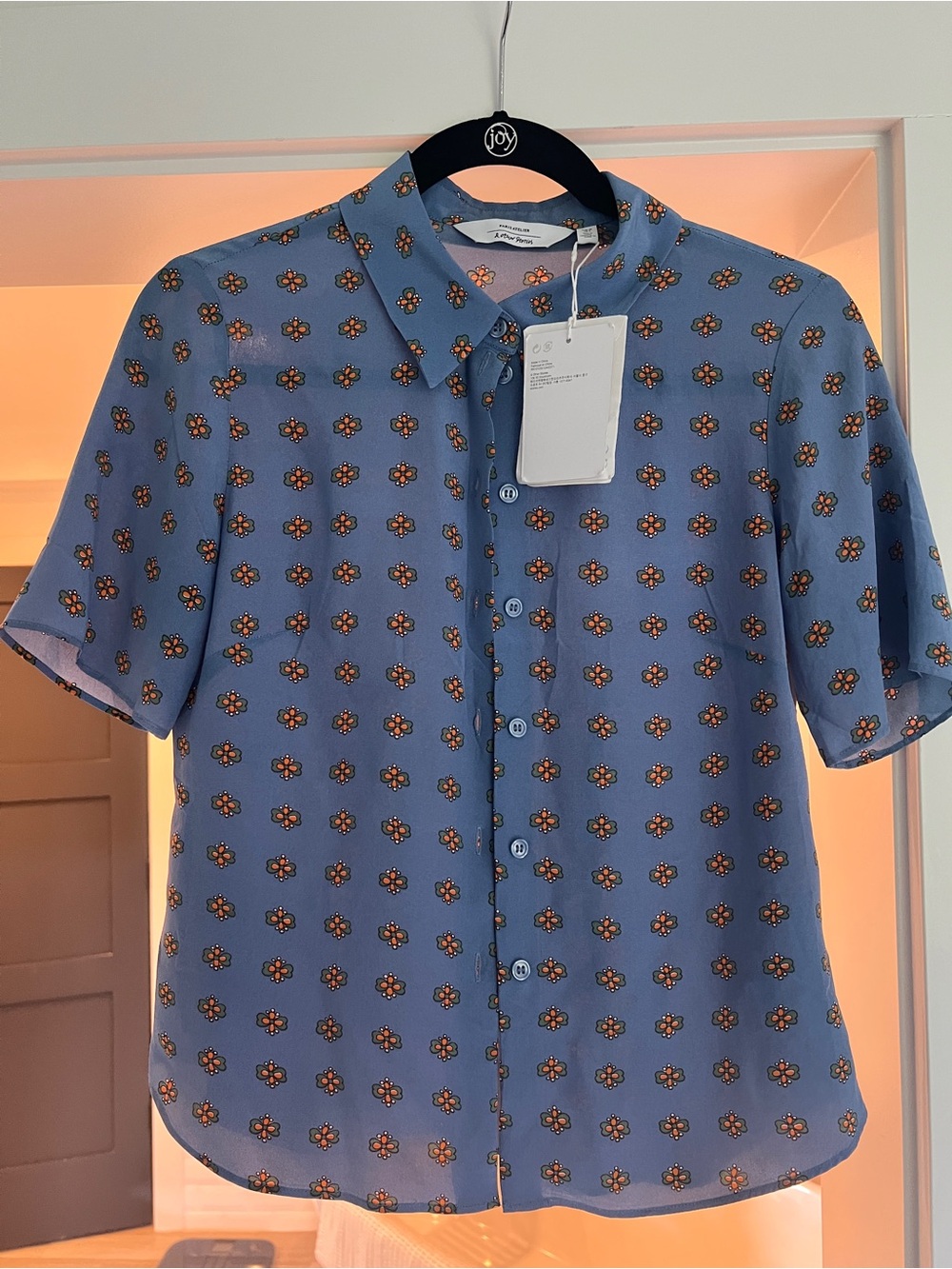 NWT & Other Stories Blue Floral Button-Front Women's Shirt - Picture 6 of 6